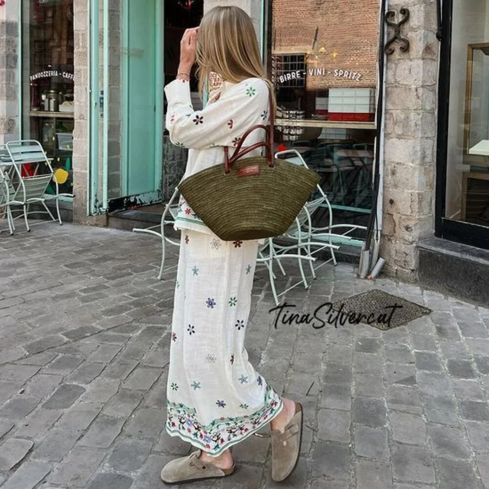 Zara White Floral Cropped Wide Legs Pants NWT